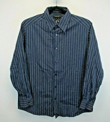 Crazy Horse Button Up Shirt Men's X-Large Blue with Blue Black Silver Stripe - Image 1 of 4