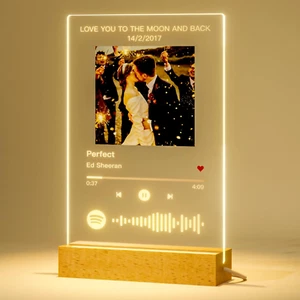 Personalised Spotify Glass Plaque Night Light Custom Song Album Cover Music Plaq - Picture 1 of 11