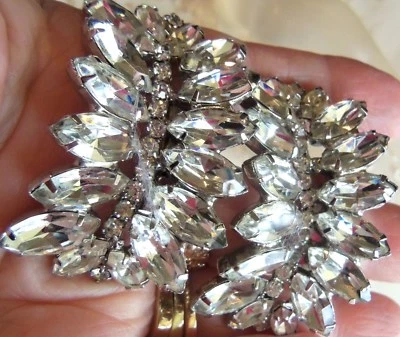 Large Vintage Silver plated Crystal Shoe Clip Estate Jewelry  - Image 1 of 4