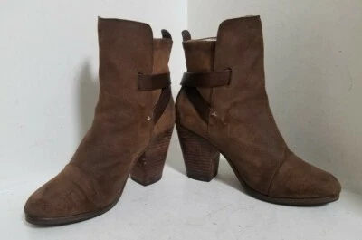 RAG & BONE  Brown Suede Buckle Block Heel Ankle Booties Boots 9/39 - free ship - Image 1 of 4