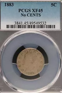 1883 No Cents Liberty V Nickel PCGS XF-45 *DoubleJCoins* JL1100-176 - Picture 1 of 2