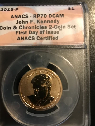 2015 P REVERSE PROOF JOHN KENNEDY PRESIDENTIAL DOLLAR ANACS PF70 CHRONICLES FDOI Cover