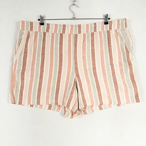 Sonoma Shorts 2X Multicolor Stripe Linen Blend Pull On Mid Rise Flat Front - Picture 1 of 9