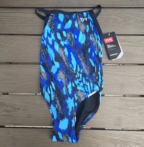 TYR DuraFast Lite Brandello Diamondfit 1 Pc Swim Blue Youth Girl Sz 22 New - Picture 1 of 3