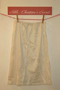 VINTAGE 80s Half Slip Antron III Nylon White Lace Sz M * VG - Picture 1 of 4