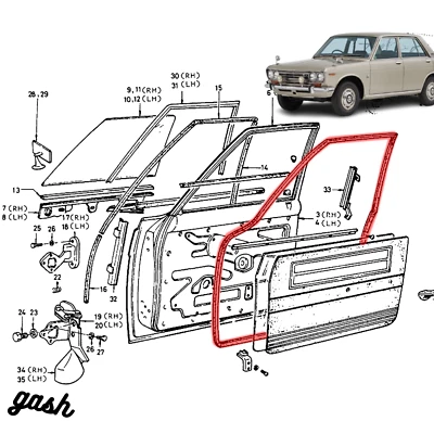 JUEGO COMPLETO DE TIRAS METEOROLÓGICAS 4 piezas para datsun nissan bruebird sss 510 68-73 sedán 4D Foto 1 de 4