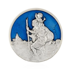 Schutzpatron der Reisenden 3,5cm blaue Autoplakette Selbstklebender Magnethalter - Picture 1 of 1