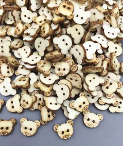 200pcs DIY Wooden buttons Sewing Scrapbooking Crafts 2-Holes Bear Button 10mm - Picture 1 of 2