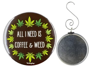Coffee and Weed Ornament 420 Stoner Stocking Stuffer Gift Handmade Decor - Picture 1 of 16