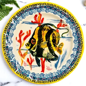 Anthropologie Nathalie Lete Plate Angel Fish Coral Ocean Sea HTF Dinner 10" READ - Picture 1 of 13