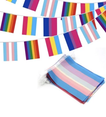 Bandera Orgullo Arco Iris Bandera LGBTQ Gay Bisexual Pansexual Transgénero Desfile Nuevo con Etiquetas Foto 1 de 4