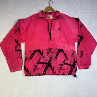 Cortavientos vintage Nike media cremallera para hombre pequeño rosa fluorescente nailon años 80 retro Foto 1 de 4