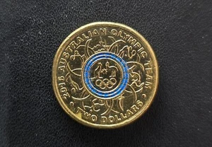 🔵 2016 $2 COIN – RIO OLYMPICS BLUE RING – AUSTRALIAN TEAM – aUNC / LOW CIRC 🔵 - Picture 1 of 2