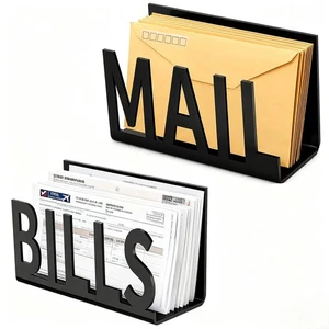 Metal Mail Holder 2 Pack Desk Organizer for Organizing Mail and Papers - Picture 1 of 7