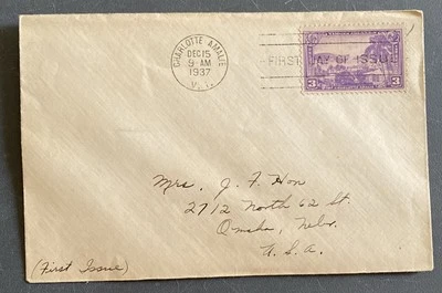 SC # 802 1937 FDC Virgin Islands US Territorial Possession Dec 15 Stamp Issue - Image 1 of 2