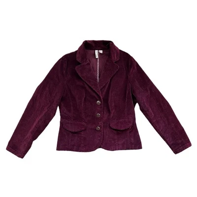 St Johns Bay Womens PM Stretch Corduroy Jacket Lightweight Unlined Plum Blazer - Image 1 of 4