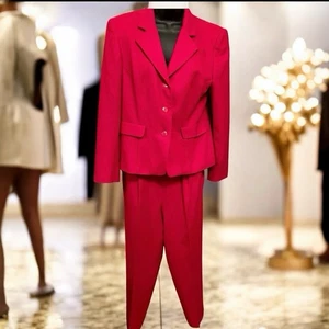 Vintage Red Pendleton Wool Pantsuit Sz 8 Petite - Picture 1 of 6