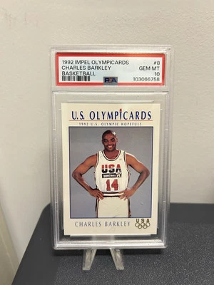 1992 IMPEL OLYMPICARDS BASKETBALL #8 CHARLES BARKLEY HOF PSA 10 Gem Mint Pop 71 - Image 1 of 2