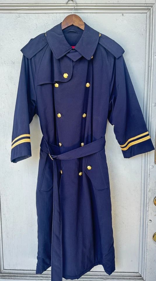 Chaqueta gabardina Polo Ralph Lauren vintage para hombre de lana oficial naval azul marino USN S Foto 1 de 4