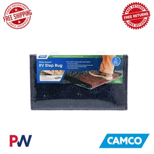 Camco Step Rug Premium Turf w/UV&TPE Hemmed 22" X 20" Blue E/F 42937 - Picture 1 of 6