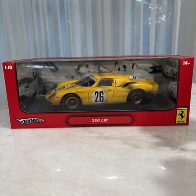 Hot Wheels Ferrari 250 LM #26 Yellow 1:18 Scale Model 29753 New - Image 1 of 4