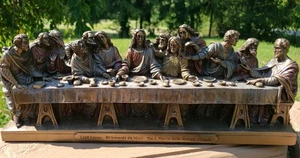 Vtg Veronese THE LAST SUPPER Leonardo Da Vinci Cold Cast Bronze Religious Statue - Picture 1 of 13