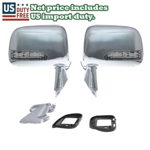 1988-1997 FIT TOYOTA HILUX PICK-UP TRUCK RN80 90 101 CHROME LED DOOR MIRROR PAIR - Picture 1 of 6