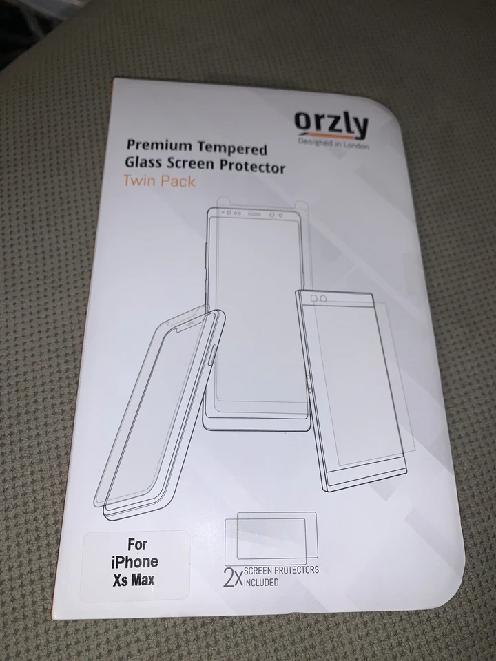 Paquete de 2 protectores de pantalla de vidrio templado Orzly para iPhone XS Max TOTALMENTE NUEVOS Foto 1 de 3