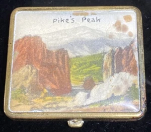 Pike’s Peak Ladies Gold-Tone Compact Souvenir Vintage FREE Shipping - Picture 1 of 17