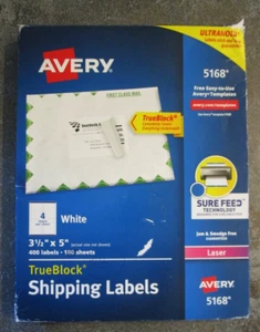 Avery Shipping Labels with TrueBlock Techn Laser 3-1/2x5 White 292 lab/ Box 5168 - Picture 1 of 3