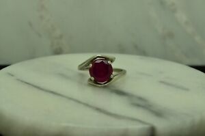 10K WHITE GOLD 9mm ROUND PINK RUBY SOLITAIRE RING BAND SIZE 5.75 #D3574