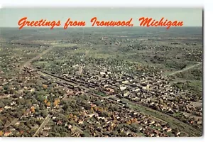 Cartolina Saluti da Ironwood MI Veduta Aerea Industria Mineraria anni 60 - Foto 1 di 2
