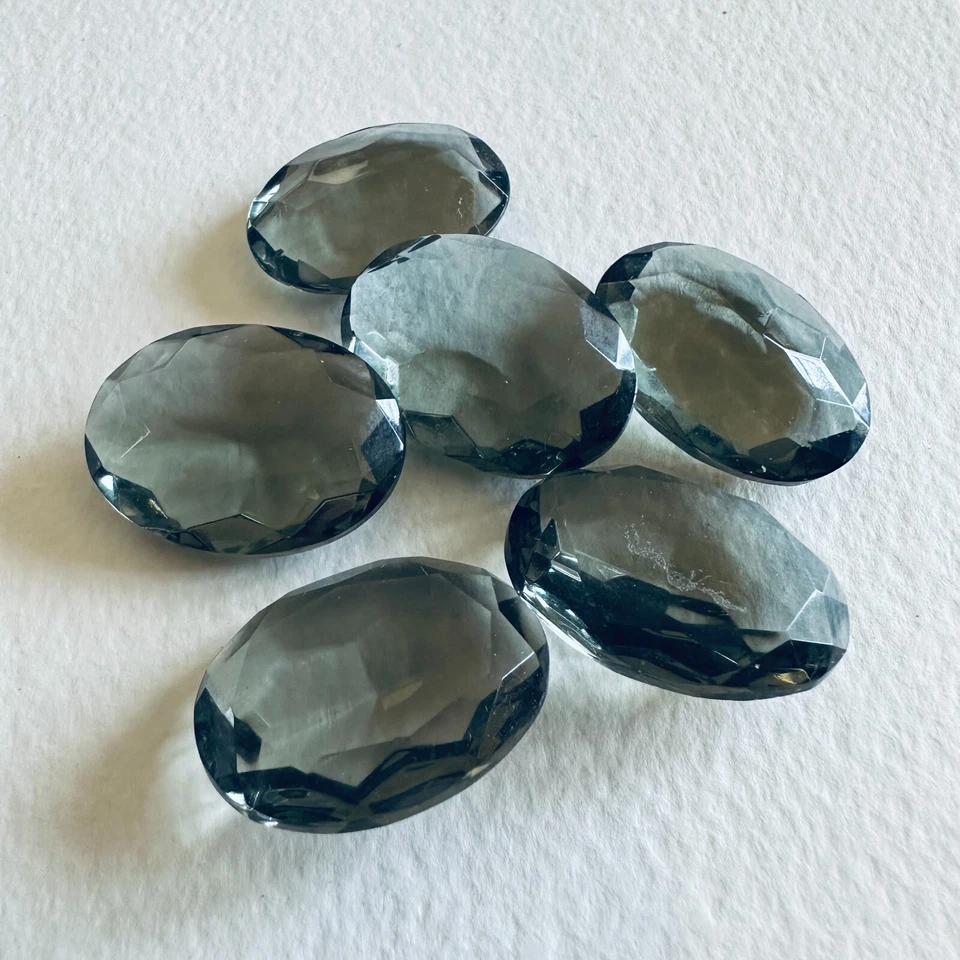 BT288 Винтажные стеклянные камни 30x22 мм дымчато-серый топаз овальная граненая без фольги (6) - Изображение 1 из 1