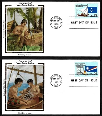 USA, SCOTT # 2506-2507, SET 2 COLORANO FDC COVERS MICRONESIA & MARSHALL ISLANDS - Image 1 of 3