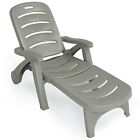 Chaise Lounge Folding Reclining Chair  5-posistion Recliner With Built-in Wheels