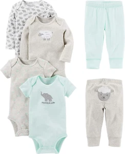 Unisex-Baby 6-Piece Bodysuits (Short and Long Sleeve) and Pants Set - Picture 1 of 7