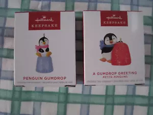 2022 & 24 Hallmark Keepsake Ltd Ed Penguin Gumdrop & Gumdrop Greeting Ornaments - Picture 1 of 3