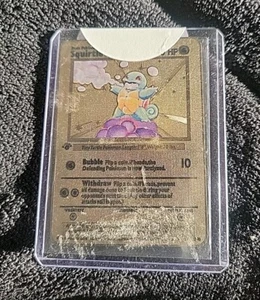 Squirtle Base Set 1st Edition Shadowess - Custom Gold Metal Pokemon Card - Picture 1 of 2
