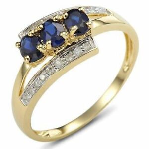 Trendy Size 8 Blue Sapphire 18K Gold Filled Womens Engagement Wedding Ring