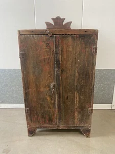 🔥 Antique Old 19th c. American Folk Art Rustic Country Primitive Spice Cabinet - Picture 1 of 24