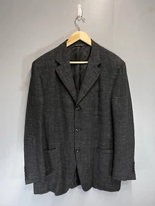 Canali Mens Black Jacket Linen Wool Blend Italy 50 / UK 40-42 Single Breast Kei - Picture 1 of 17