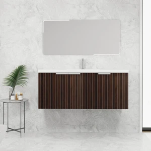 48" Wall Mounted Bathroom Vanity w/Sink, Floating Vanity Storage Cabinet, 3 Door - Picture 1 of 14