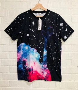 Sykooria Men's 3D Print Graphic Crewneck Short Sleeve T-Shirt Tee Top Galaxy - M - Picture 1 of 6