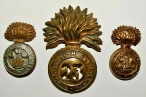 BRITISH MILITARY CAP BADGES, 23rd Regiment of Foot + Two Royal Welsh Fusiliers - Picture 1 of 6