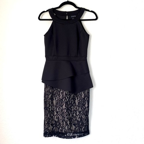 VETEMENTS Abito da studio Enfocus 4 nero floreale pizzo Halter peplo collo alto preppy stravagante