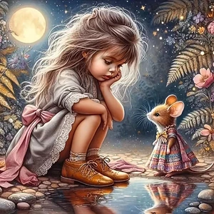 5D Diamond Painting Kit for Adults Beginners,Diy Mouse Moon Lake Paint by Diamon - Picture 1 of 7