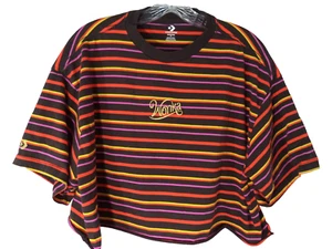 Willy Wonka Candy Converse Womens Medium Cropped Top TShirt Striped Embroidered - Picture 1 of 9