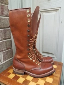 Vtg Tall Work Boots Women Sz 8 Combat Festival Knee High 15" Square Toe Veronica - Picture 1 of 23