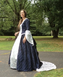 Ladies' Colonial 1700's Taffeta/satin Ballgown sz 10 (38"bust 30" waist) w/train - Picture 1 of 10