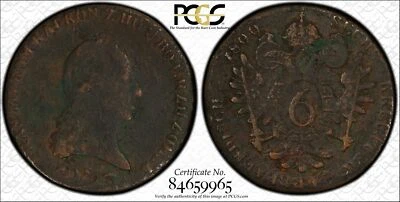 MONEDA 1800 S 6KR PCGS GENUINA F DEATIL AUSTRIA DAÑOS AMBIENTALES Foto 1 de 3